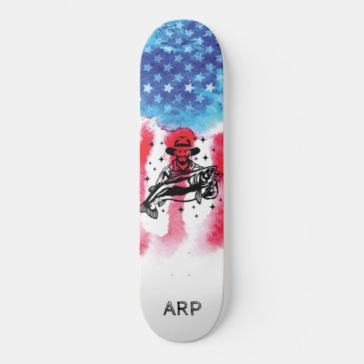 Skateboard *~* Militaire Vet FISHERMAN Rouge Blanc Bleu Drape (Recto)
