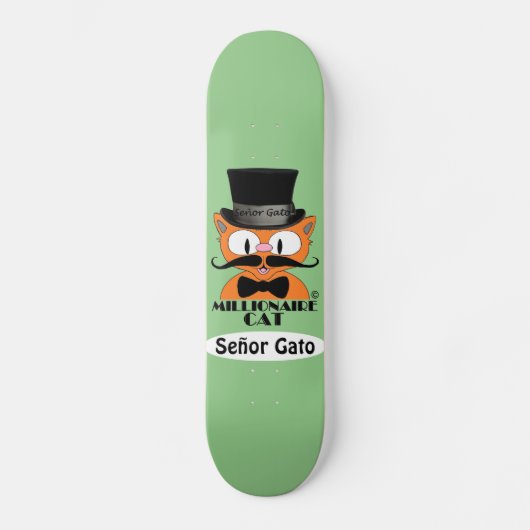 Skateboard Millionnaire Caricature Mustache Chat Señor Gato (Recto)