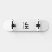 SKATEBOARD MINIMALIST BLACK TWO LETTER MONOGRAM NAME WHITE (Horz)