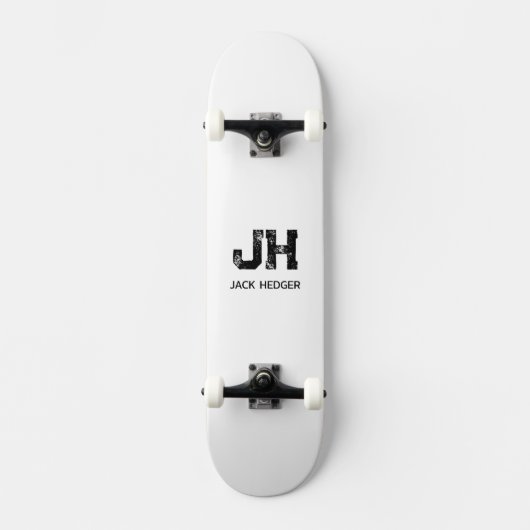 SKATEBOARD MINIMALIST BLACK TWO LETTER MONOGRAM NAME WHITE (Recto)