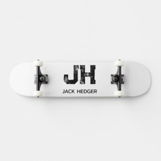 SKATEBOARD MINIMALIST BLACK TWO LETTER MONOGRAM NAME WHITE