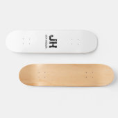 SKATEBOARD MINIMALIST BLACK TWO LETTER MONOGRAM NAME WHITE (Horz)