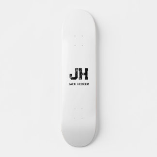 SKATEBOARD MINIMALIST BLACK TWO LETTER MONOGRAM NAME WHITE
