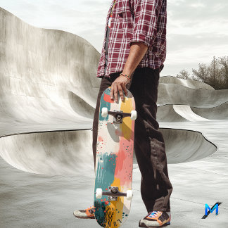 Skateboard Minimaliste Abstrait Tons Terre - Pinceau Doux