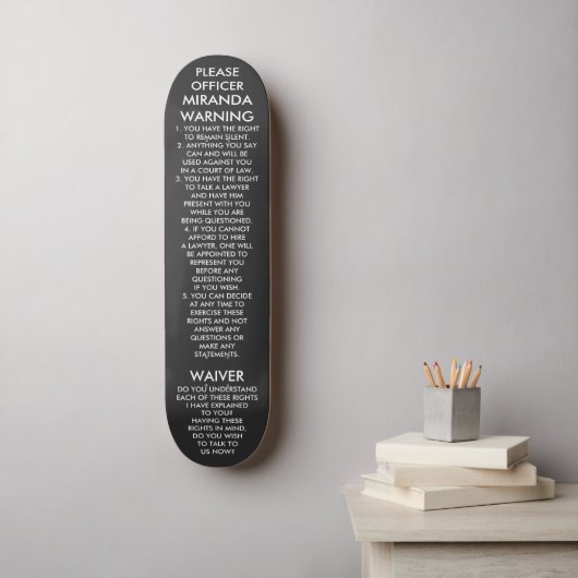 SKATEBOARD MIRANDA AVERTISSEMENT (Art mural)