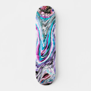 Skateboard Misto de gradiente e chuviscado, ciano e rose
