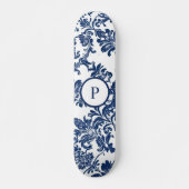 Skateboard Modèle bleu Damas de la marine classique (Devant)