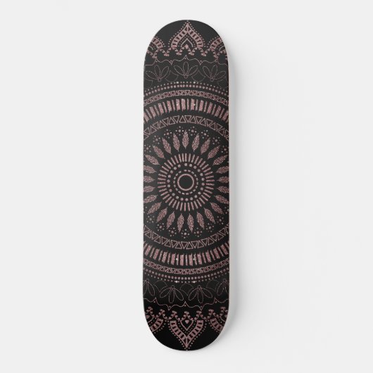 Skateboard Modèle de mandala en or rose tribal moderne (Recto)