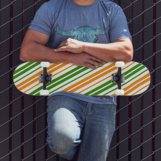 Skateboard Modèle de rayures verticales orange vert blanc
