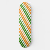 Skateboard Modèle de rayures verticales orange vert blanc (Recto)