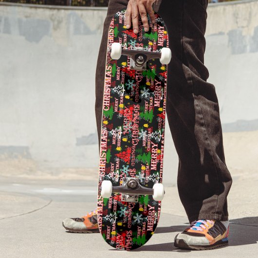 Skateboard Modèle de texte décoratif Joyeux Noël