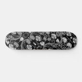 Skateboard Modèle floral antique noir sur blanc (Horz)