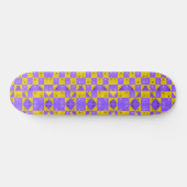 Skateboard Modèle floral moderne violet & doré Checkerboard (Horz)