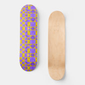 Skateboard Modèle floral moderne violet & doré Checkerboard (Recto)