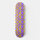 Skateboard Modèle floral moderne violet & doré Checkerboard (Recto)