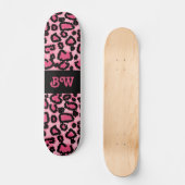 Skateboard Modèle rose et noir d'empreinte de léopard (Recto)