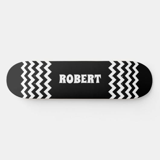 Skateboard Modern Black &White Custom Name (Horz)
