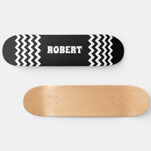Skateboard Modern Black &White Custom Name (Horz)