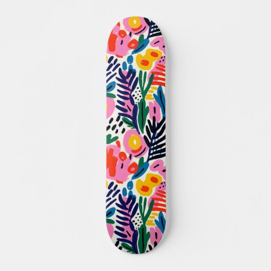 Skateboard Modern Colorful Abstract Floral Pattern (Devant)