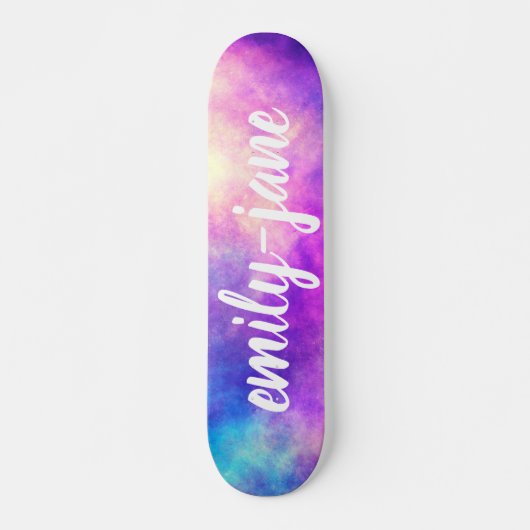 Skateboard Modern nebula watercolor bright space monogram (Devant)