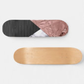 Skateboard Moderne Chic Rose Or Marbre Noir Géométrique (Horz)