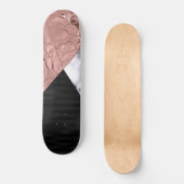 Skateboard Moderne Chic Rose Or Marbre Noir Géométrique (Recto)