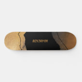 Skateboard Moderne Éclectique Noir Or Cosmique (Horz)