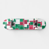 Skateboard Moderne Gras Rouge et Vert Noël Mondrian (Horz)