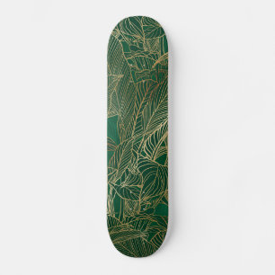 Skateboard Moderne Green Gold Foliage Plante Design botanique