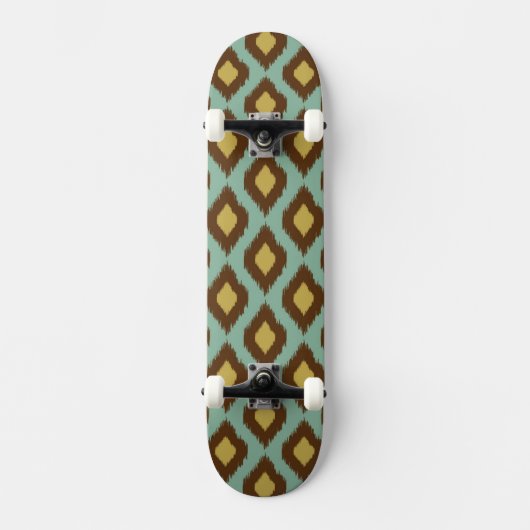 Skateboard Moderne jaune bleu d'ikat tribal moderne (Recto)