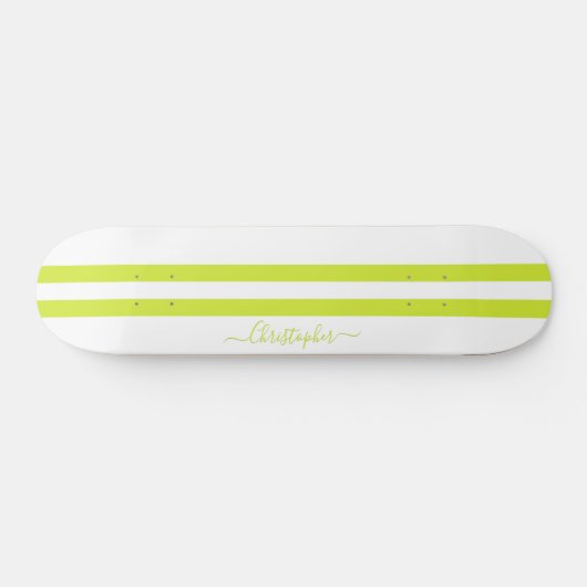 Skateboard Moderne Lime Green White Racing Grilles Monogramme (Horz)