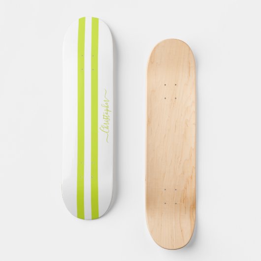 Skateboard Moderne Lime Green White Racing Grilles Monogramme (Recto)