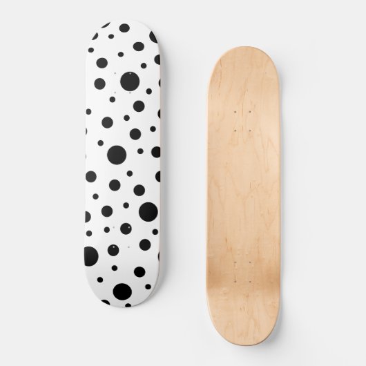 Skateboard Moderne Noir Blanc Points (Recto)