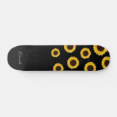 Skateboard Moderne Sunflower Noir Personnalisé (Horz)