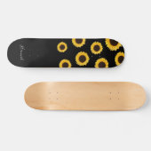 Skateboard Moderne Sunflower Noir Personnalisé (Horz)