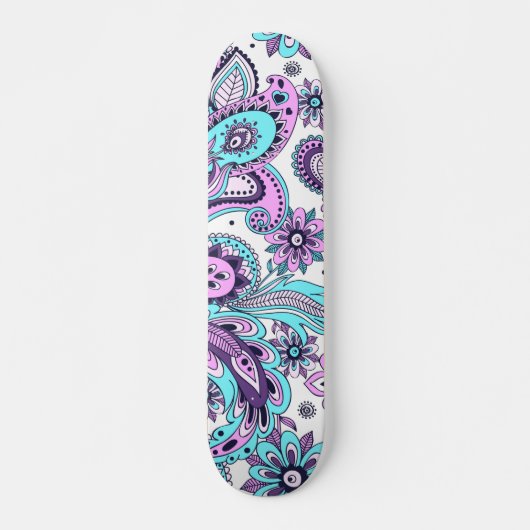 Skateboard Moderne tendance Abstrait violet bleu floral modèl (Devant)