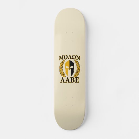 Skateboard Molon Labe Laurels en Masque Spartiate Accent beig (Recto)