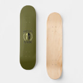 Skateboard Molon Labe Laurels en Masque Spartiate Vert olive (Recto)