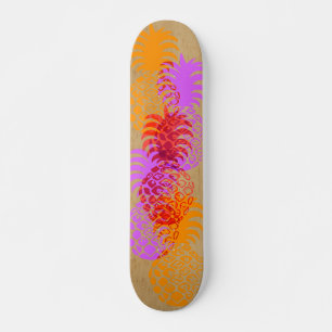 Skateboard Momona Ananas Hawaiian Tropical Faux Wood