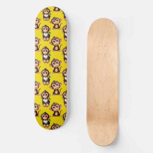 Skateboard Monkey Pattern Design Yellow  (Recto)