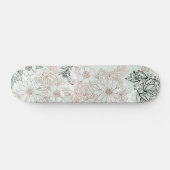 Skateboard Monnaie moderne Rose noir or marbre floral (Horz)
