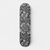 Skateboard Monochrome Vintage Floral Pattern (Devant)
