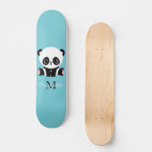 Skateboard Monogram Cute Panda Personnalisé Bubble Gum Bleu (Recto)