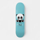Skateboard Monogram Cute Panda Personnalisé Bubble Gum Bleu (Devant)