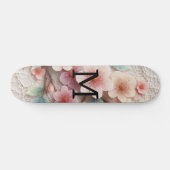 Skateboard Monogram lace floral pink pastel cherry blossom  (Horz)