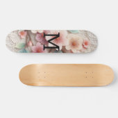 Skateboard Monogram lace floral pink pastel cherry blossom  (Horz)