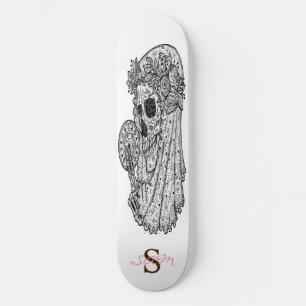 skateboard Monogram Pink LUCKY Skull