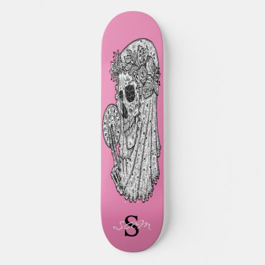skateboard Monogram roze bruiloft (Voorkant)