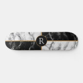 Skateboard Monogram Skate noir et blanc Marbre chèque (Horz)