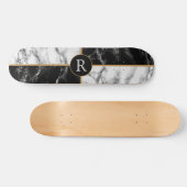 Skateboard Monogram Skate noir et blanc Marbre chèque (Horz)